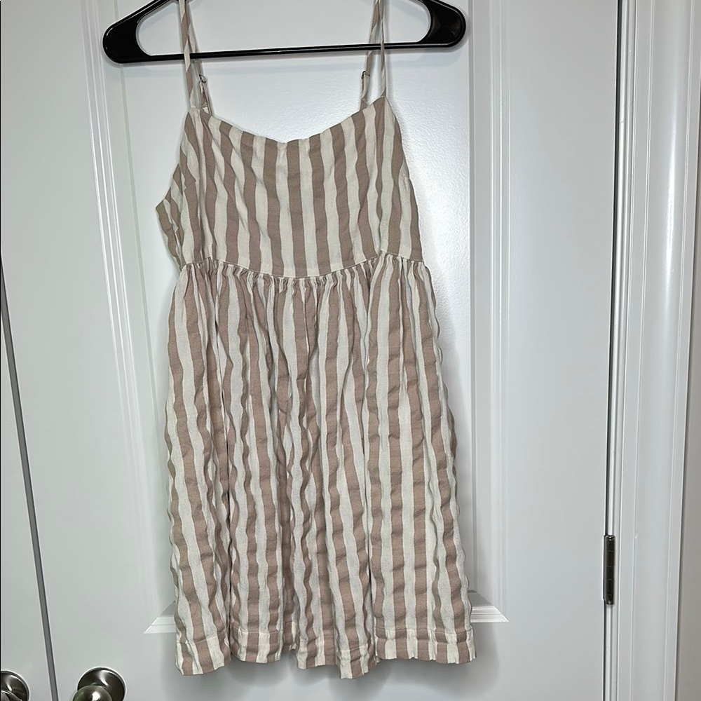 Lucky Brand Striped Tan and White Women's dress
